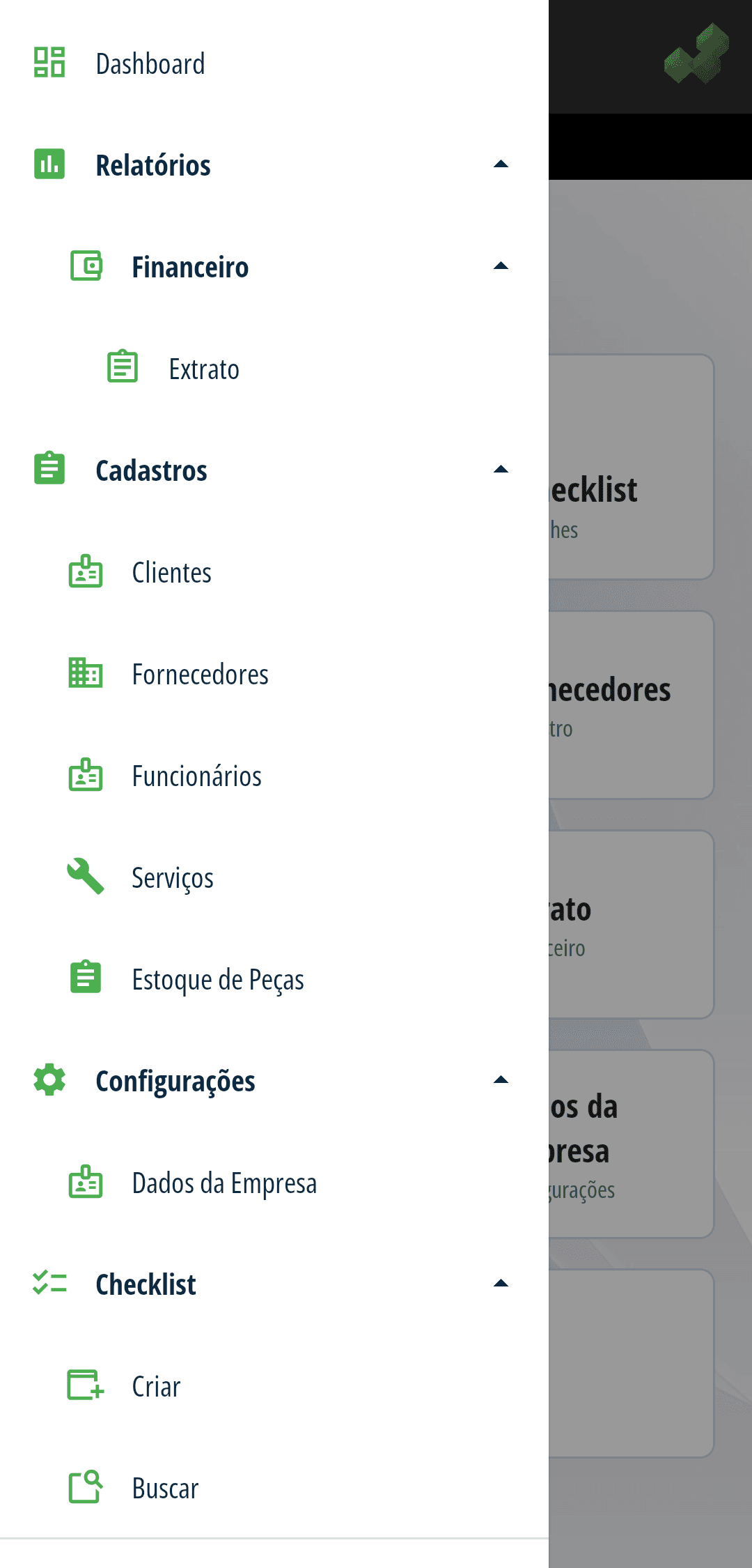 Menu do checklist